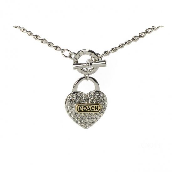 Coach Shine Heart Silver Necklaces CXV - Click Image to Close